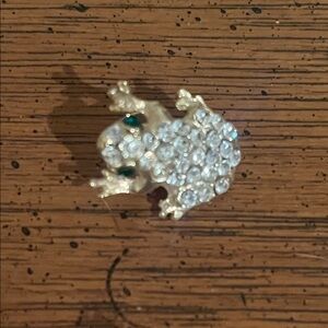 Sparkly Rhinestone Frog Brooch
